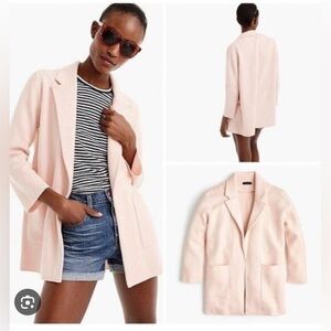 J. Crew Sophie Open-Front Sweater Blazer in a light pink color